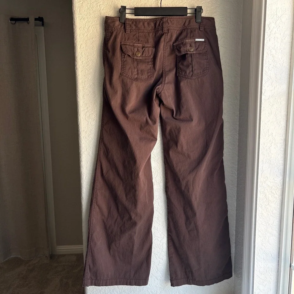Michael Kors Y2K Women 8 Pant Low Rise Wide Leg Brown Cotton Cargo Pocket Casual
